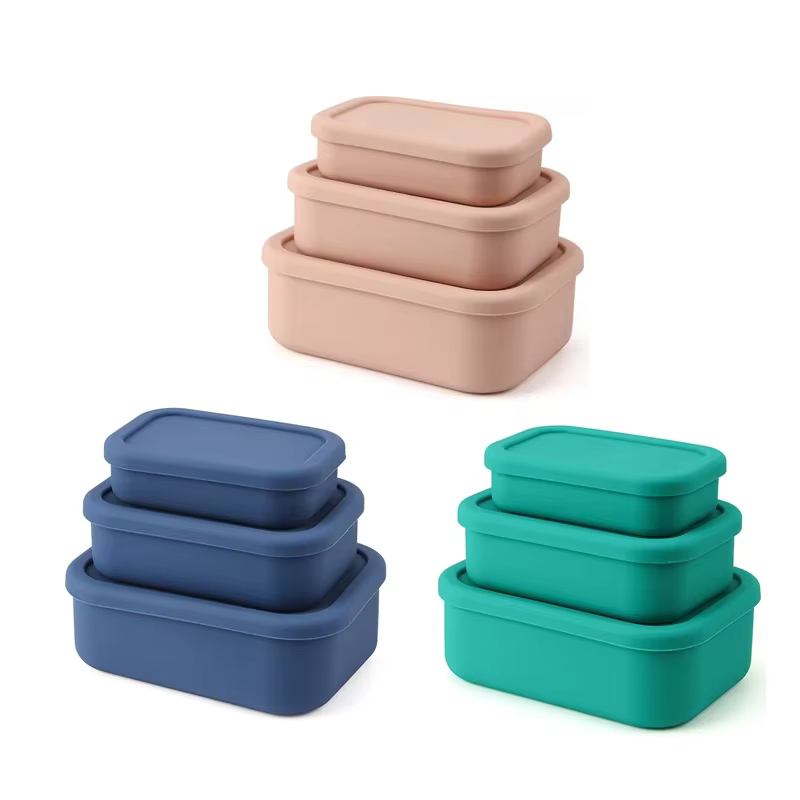 Boîte à déjeuner en Silicone 3 pièces/ensemble (300ml + 700ml + 1300ml)