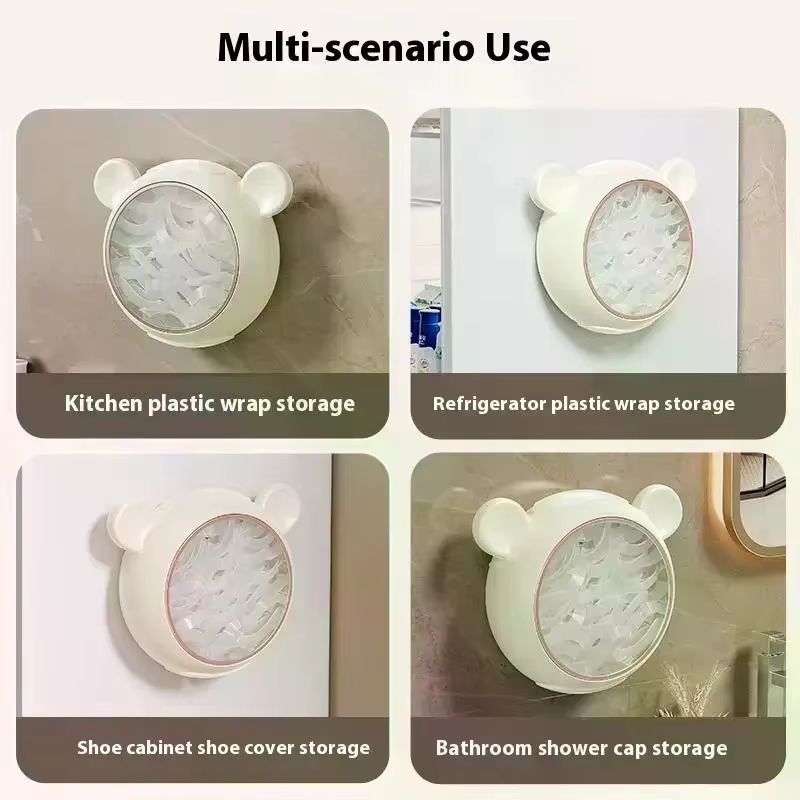 Boîte de rangement d'enveloppe en plastique, Organization de Film alimentaire, boîte anti-poussière murale, support d'enveloppe de couverture alimentaire, couvercle de boîte de rangement de cuisine à