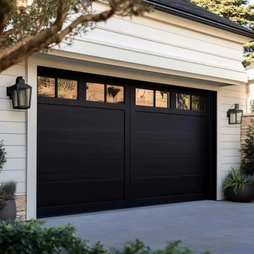 Porte de garage électrique en aluminium épaisse, sur mesure, sans entretien, antirouille, durable, moderne, pour maison, avec système de levage automatique