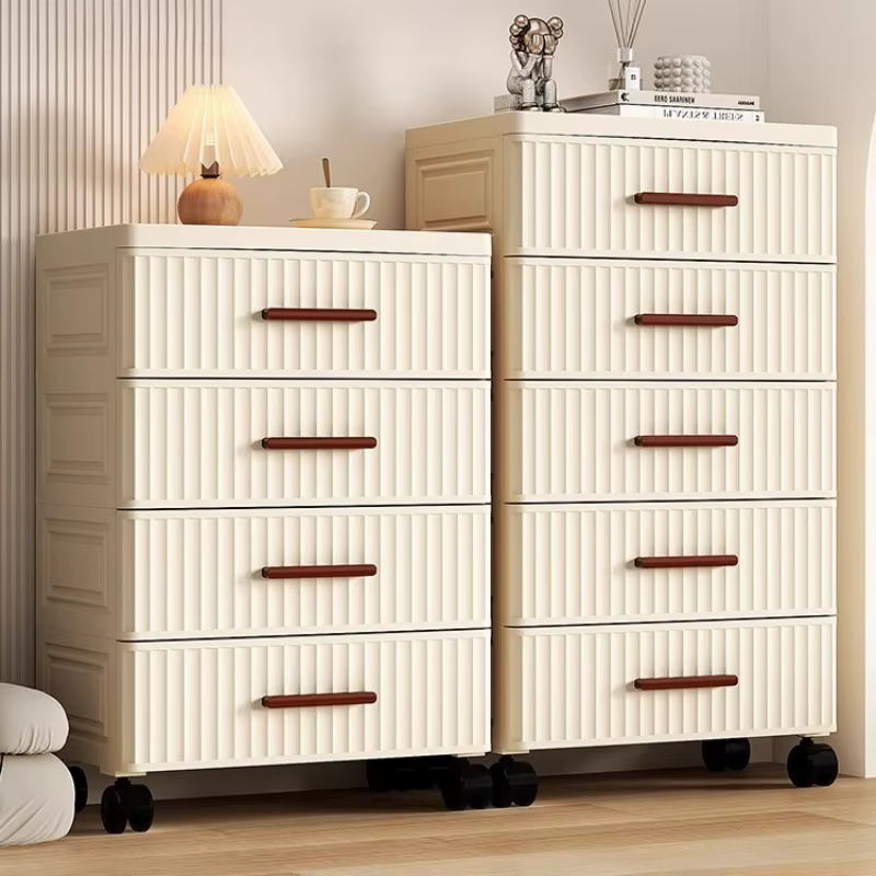 Armoire de rangement haute en plastique à tiroirs