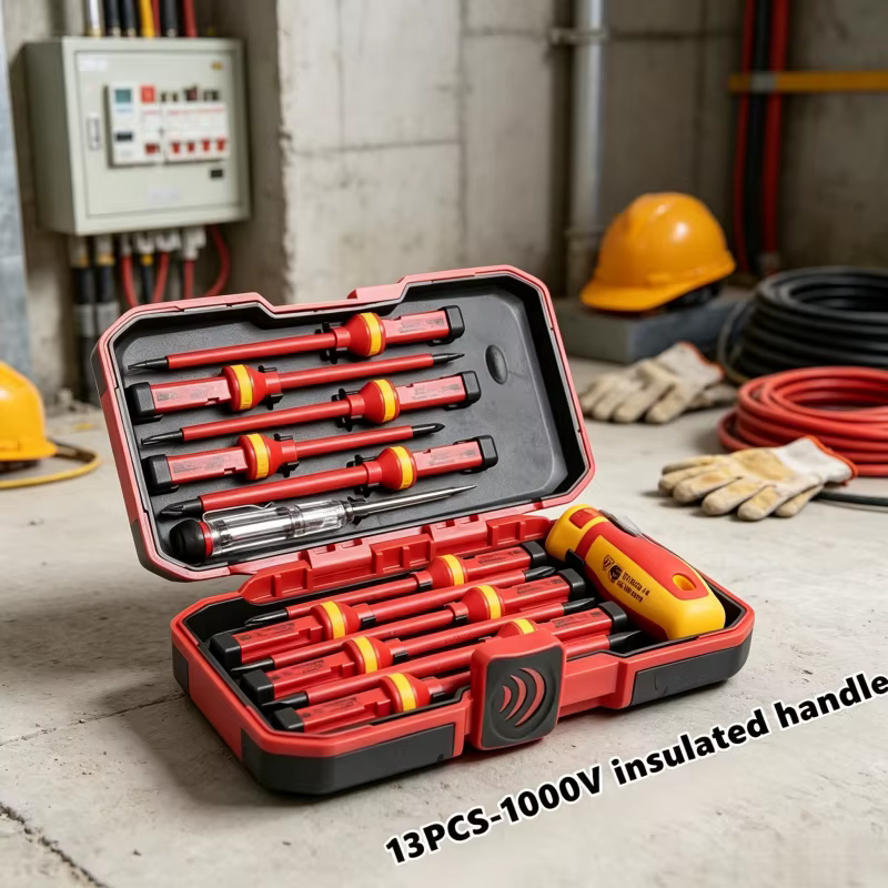 Jeu de tournevis isolés pour électriciens 13 pièces 1000V - Embouts magnétiques interchangeables : Plats