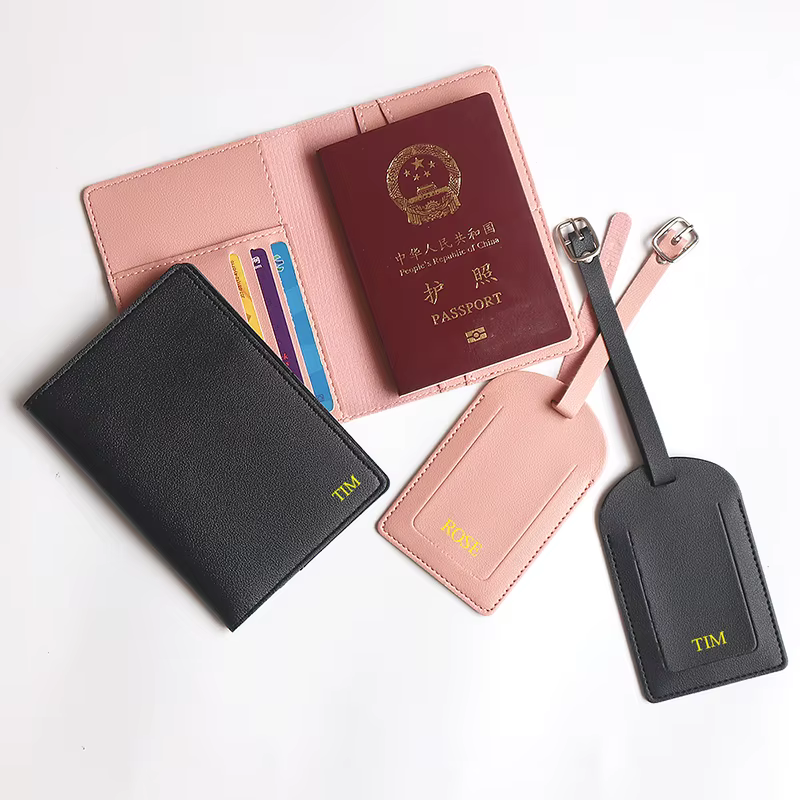 Ensemble de porte-passeport de voyage personnalisé en cuir
