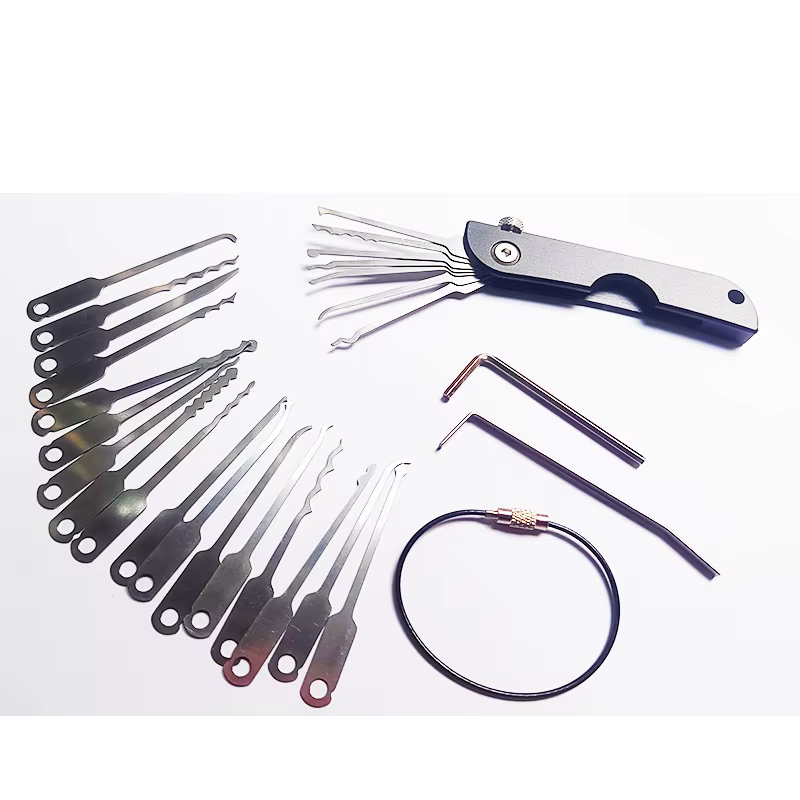 Nouveauté 24 pièces outil de réparation de clé remplaçable pratique 24 en 1 outils de serrurier portables en acier inoxydable