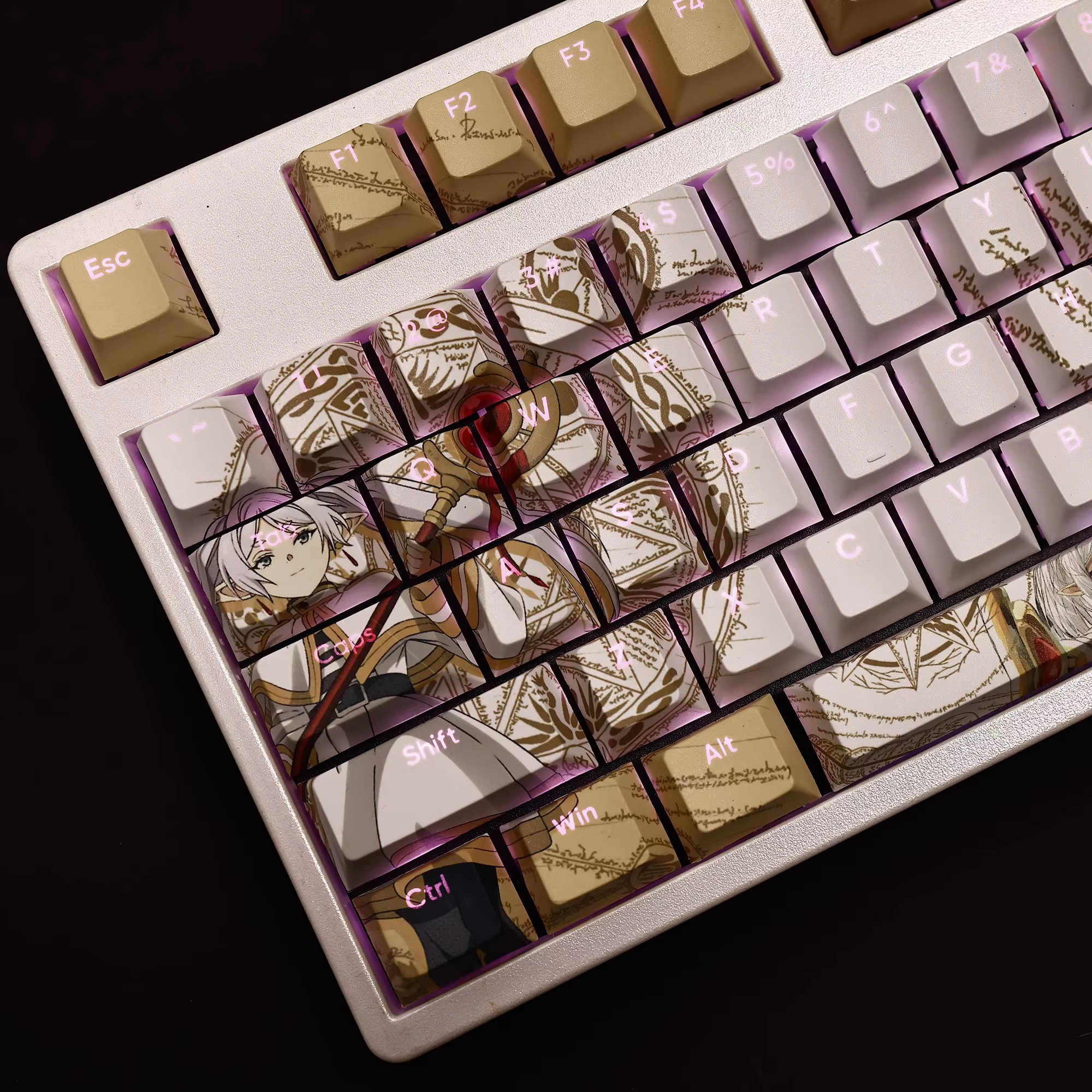 108 touches/ensemble Frieren au-delà de l'extrémité du voyage Keycap PBT rétro-éclairé Keycaps dessin animé