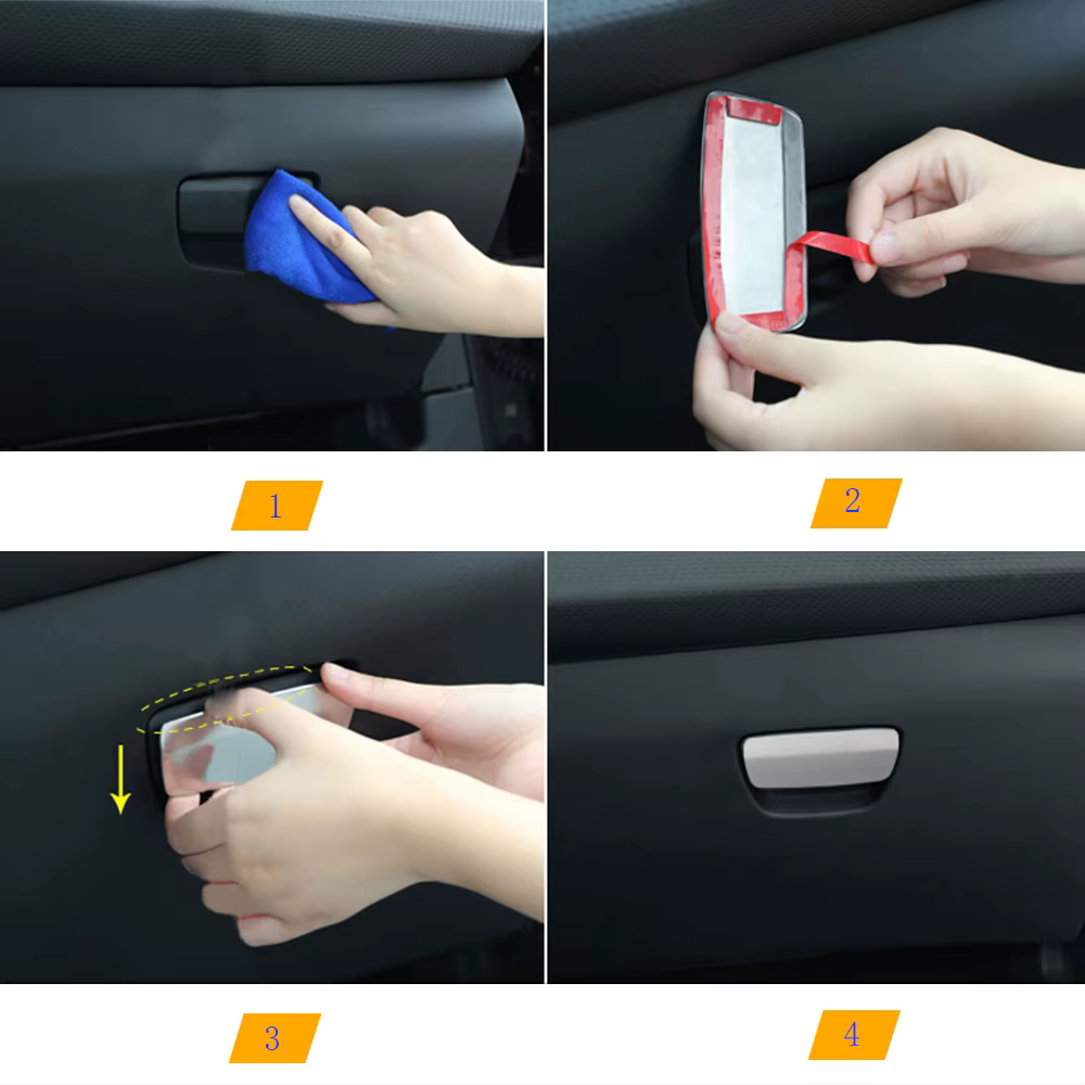 Couvercle de poignée de boîte à gants pour Peugeot 2008 208 2014 – 2019, poignées de boîte à gants de voiture en acier inoxydable, garniture de Protection, accessoires autocollants