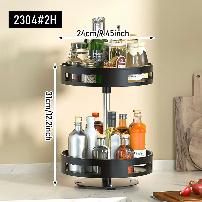 360 °   Étagère à épices rotative multi-niveaux, carrousel de rangement pour comptoir de cuisine, plateau tournant pour bouteilles et bocaux d'épices