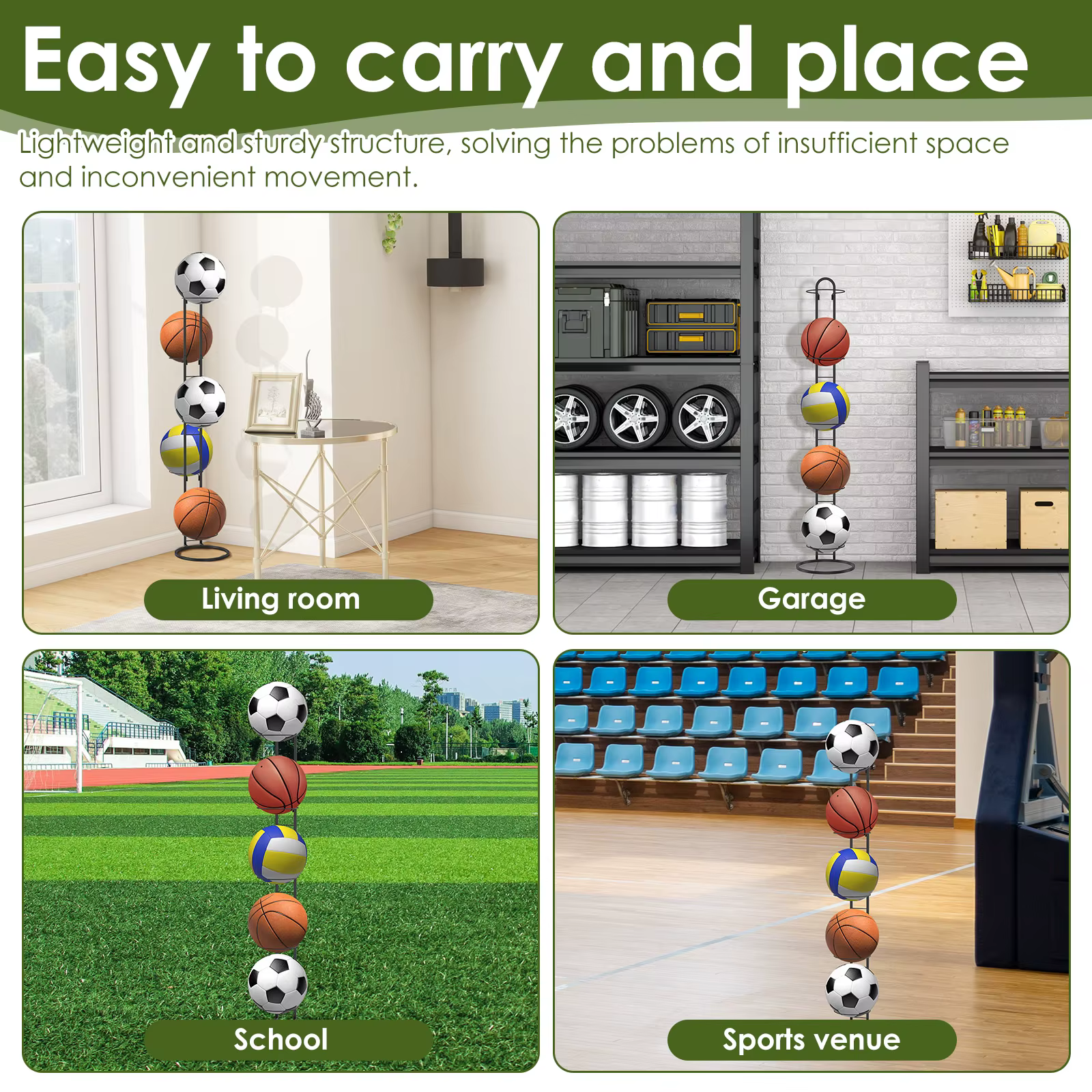 Support de rangement pour ballons de sport à 5 niveaux