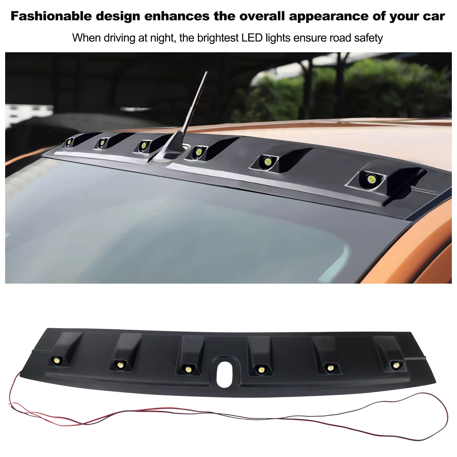 Becquet de toit avec lumière avant Led, couverture de toit Raptor pour Ford Ranger Wildtrak T8 2015 2017 2018 PX2 4x4, accessoires de style de voiture