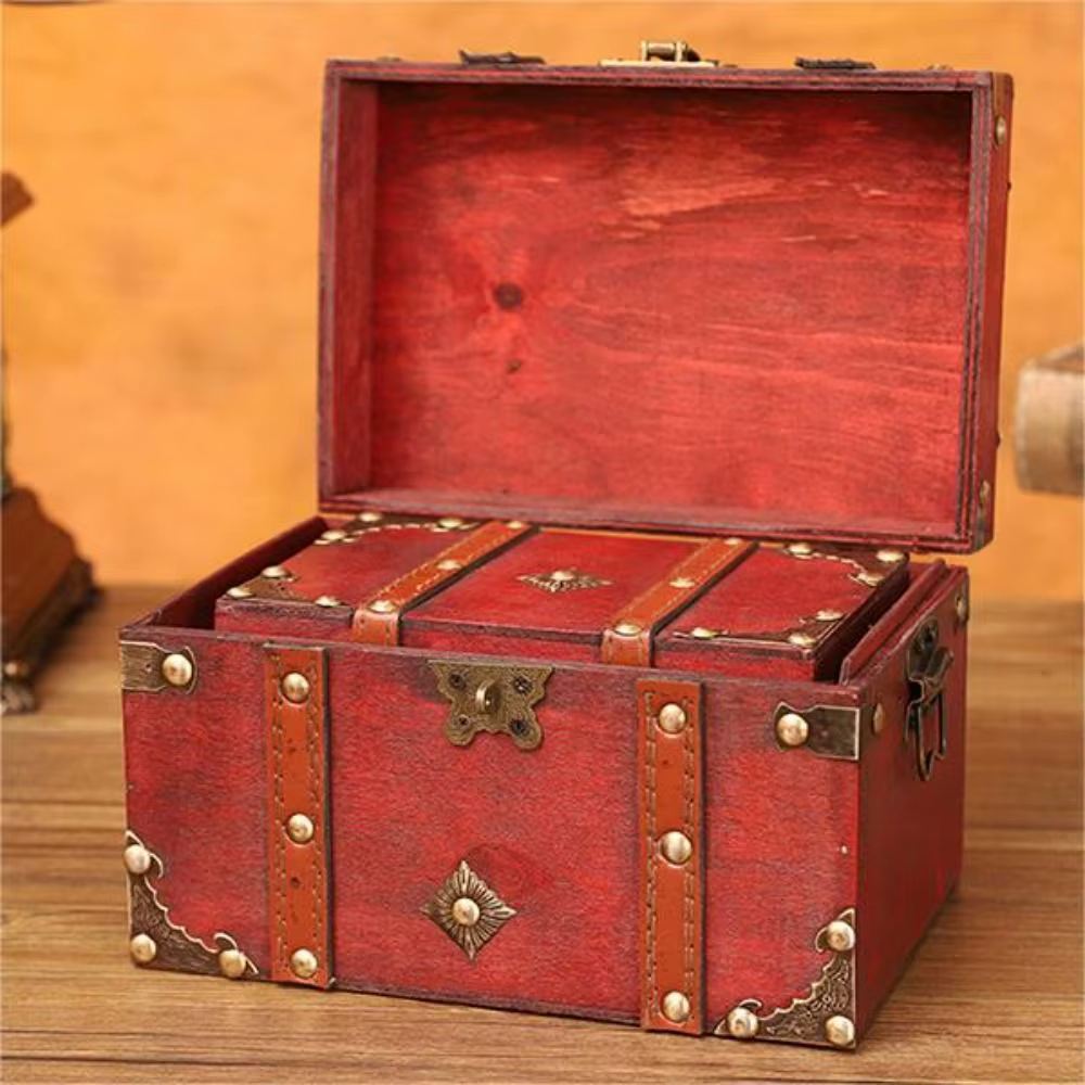 Boîte d'accessoires vintage créative avec serrure à documents en bronze