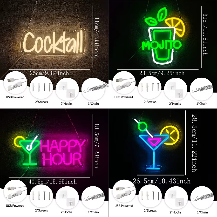 Enseigne néon LED Happy Hour