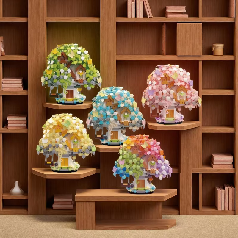 705 pièces, 5 types de blocs de construction en forme de maison dans les arbres Sakura