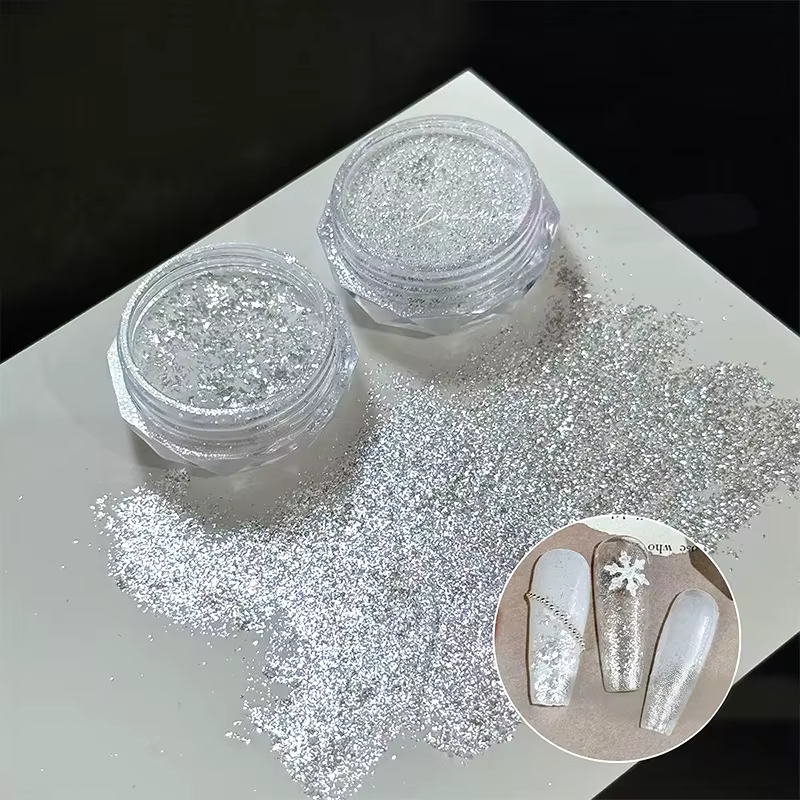 1 boîte de paillettes flocon de neige ultra-fines