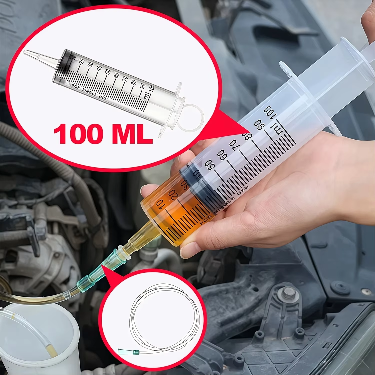 Outil de remplissage et d'aspiration d'huile à double usage pour automobile