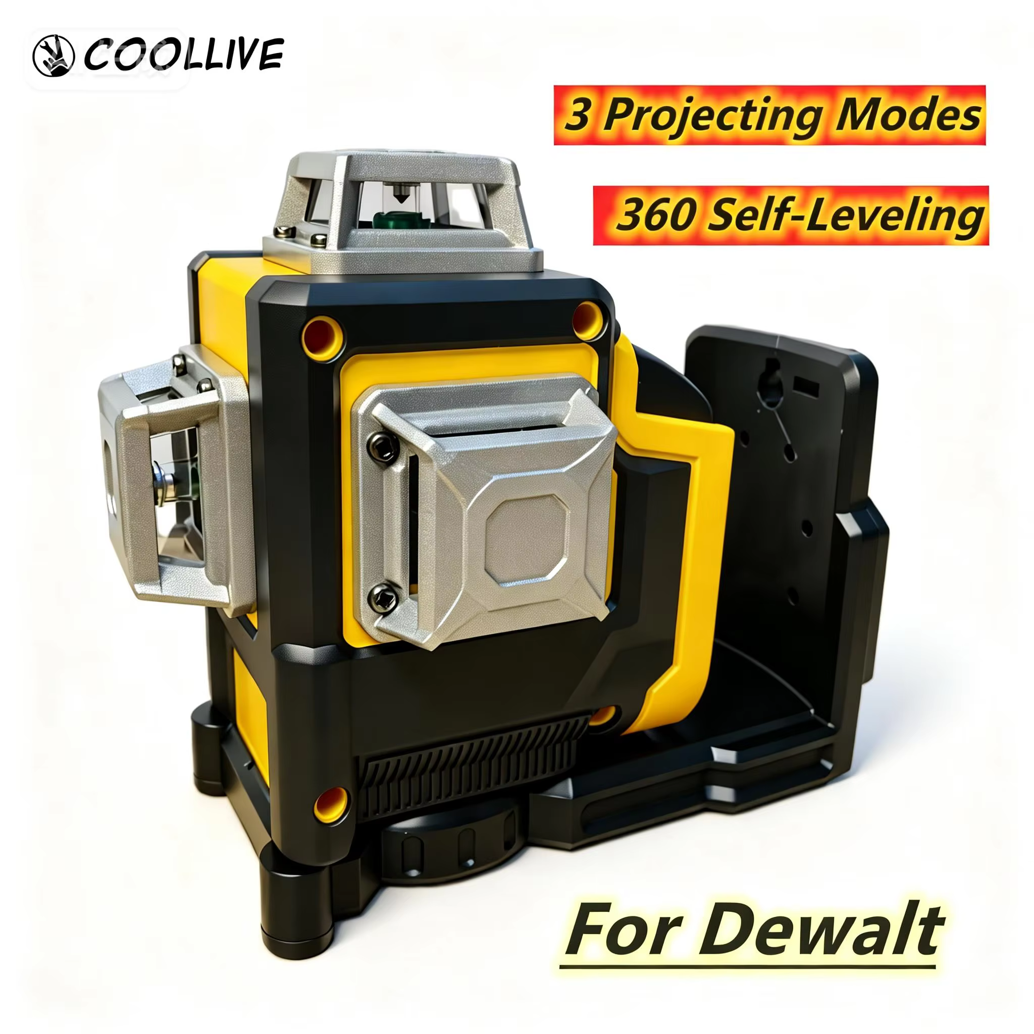 Pour Dewalt 20V 18V batterie niveau Laser 12 lignes 3 côtés * 360 degrés Vertical auto-nivelant outil de ligne transversale horizontale et verticale
