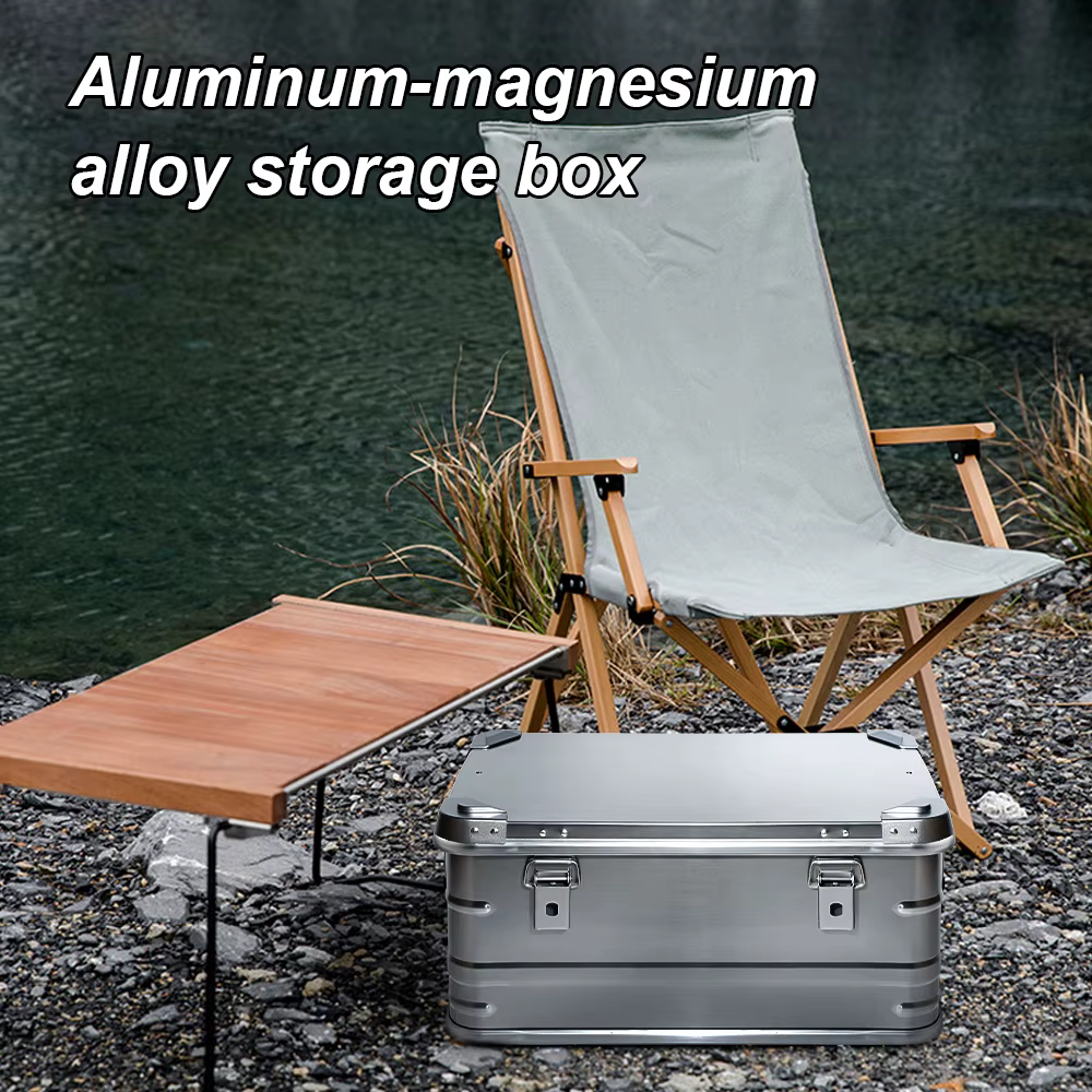 60-80L boîte de rangement extérieure Camping pique-nique voyage en alliage d'aluminium grande capacité