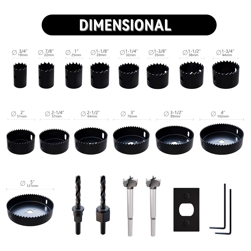 Kit de scies cloches de 19-127 mm pour le bois