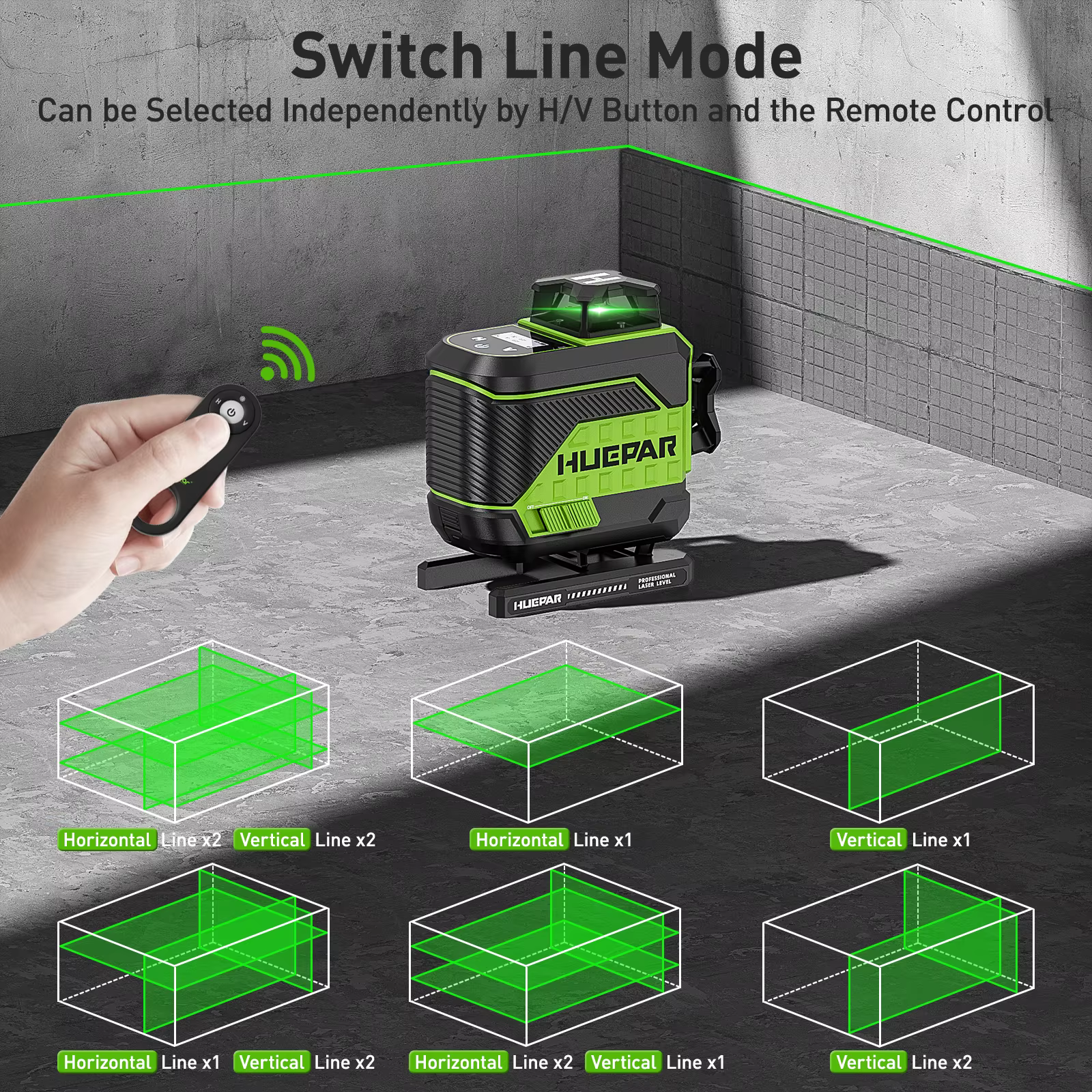 Huepar-Niveau laser vert 4D 16 lignes Z04CG