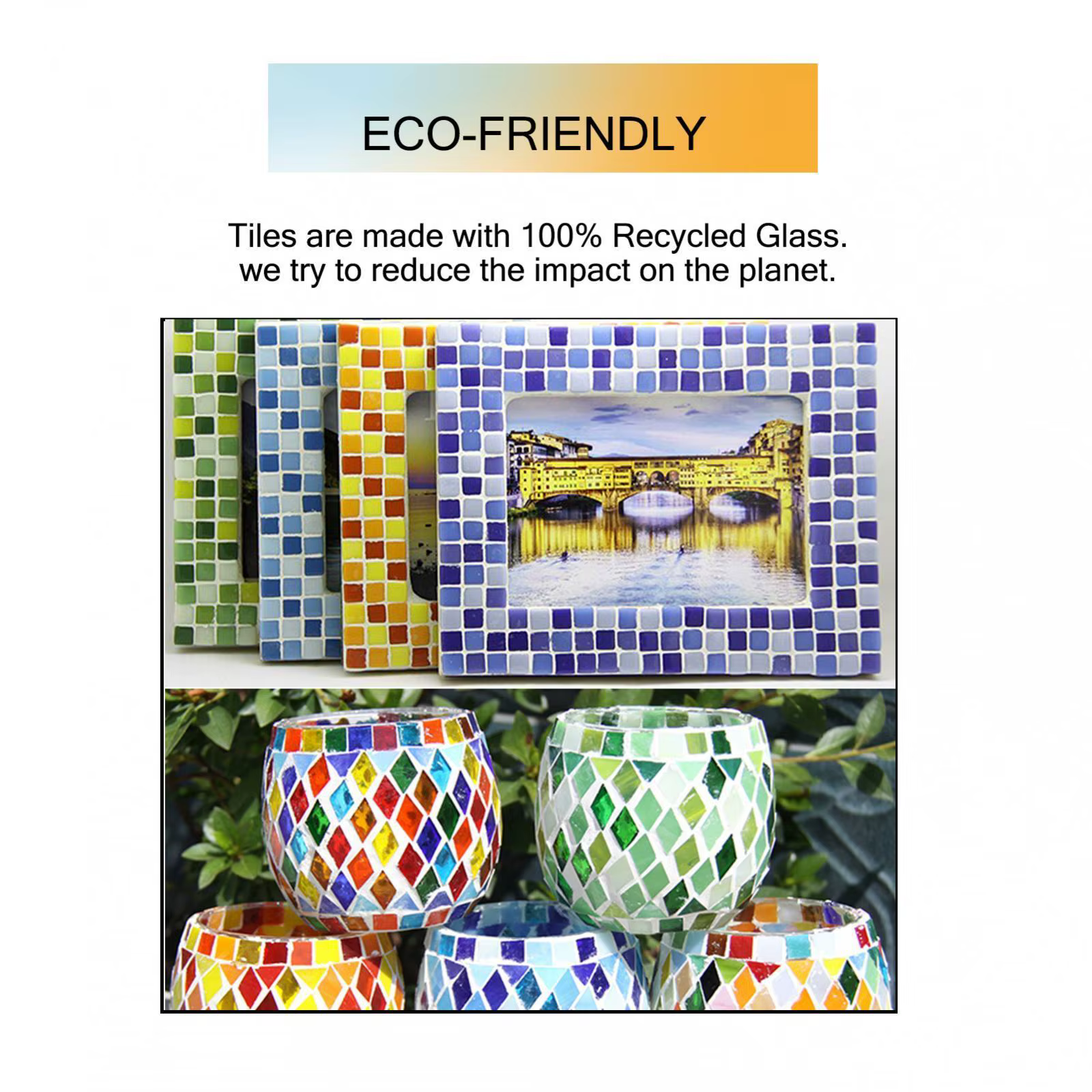 Carreaux de mosaïque en verre de forme rectangulaire, carreaux mixtes pour documents, 70 pièces