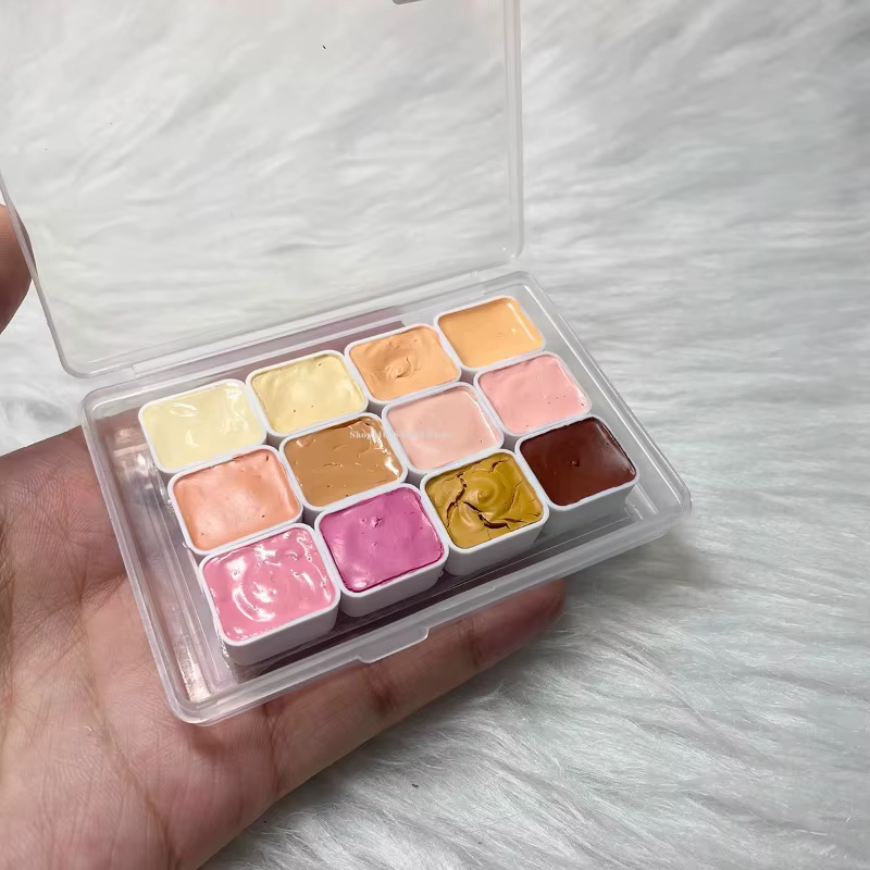 Boîte de collection de teintes de peau pour peinture à la main, emballage portable, solide, 6/12