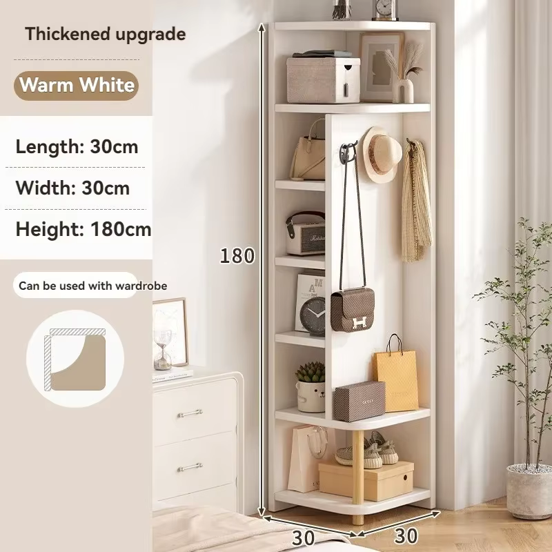 Armoire de rangement d'angle pour la maison, meuble simple pour entrée, porte-manteau, vitrine d'angle murale, bibliothèque sur pied, meuble de chambre