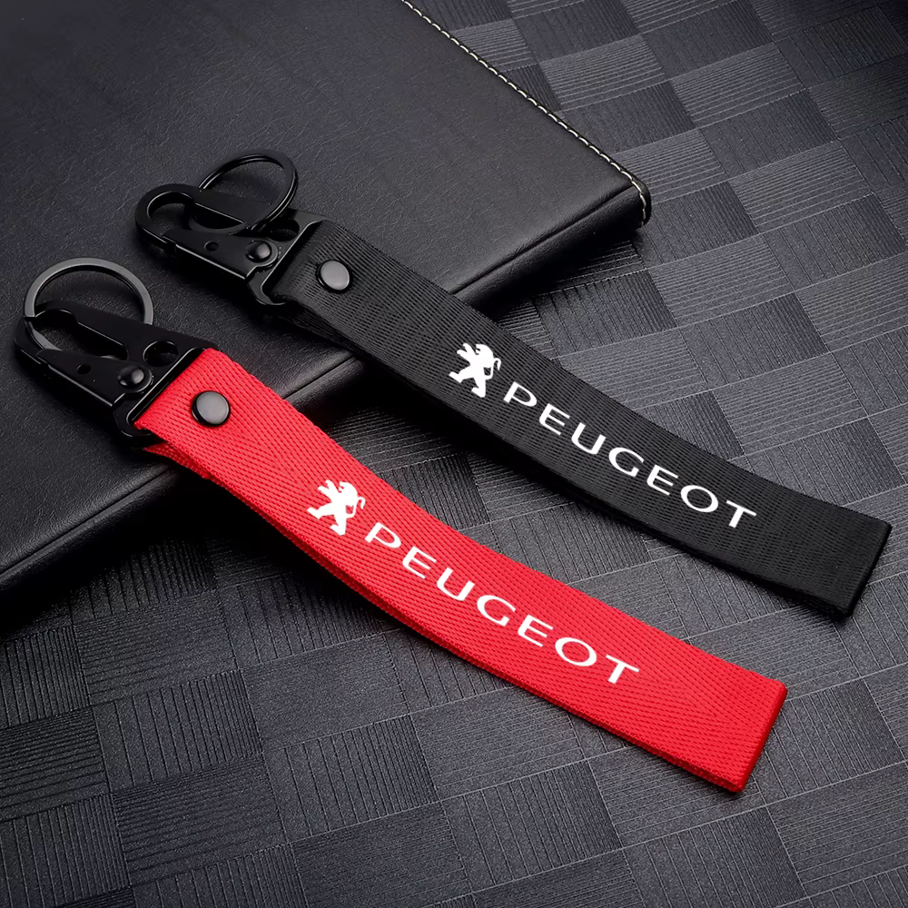 Porte-clés de voiture avec lanière en ruban de Nylon métallique