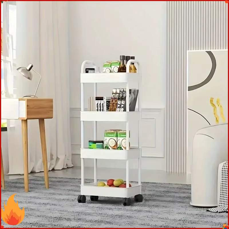 Chariot de rangement roulant multifonctionnel avec étagère ouverte