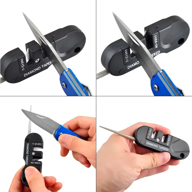 Affûteur de couteaux en carbure de céramique de tungstène Portable 4 en 1
