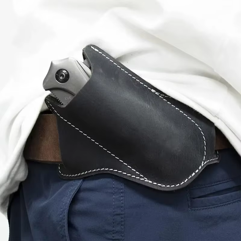 1 étui de rangement en cuir anti-rayures pour couteau pliant