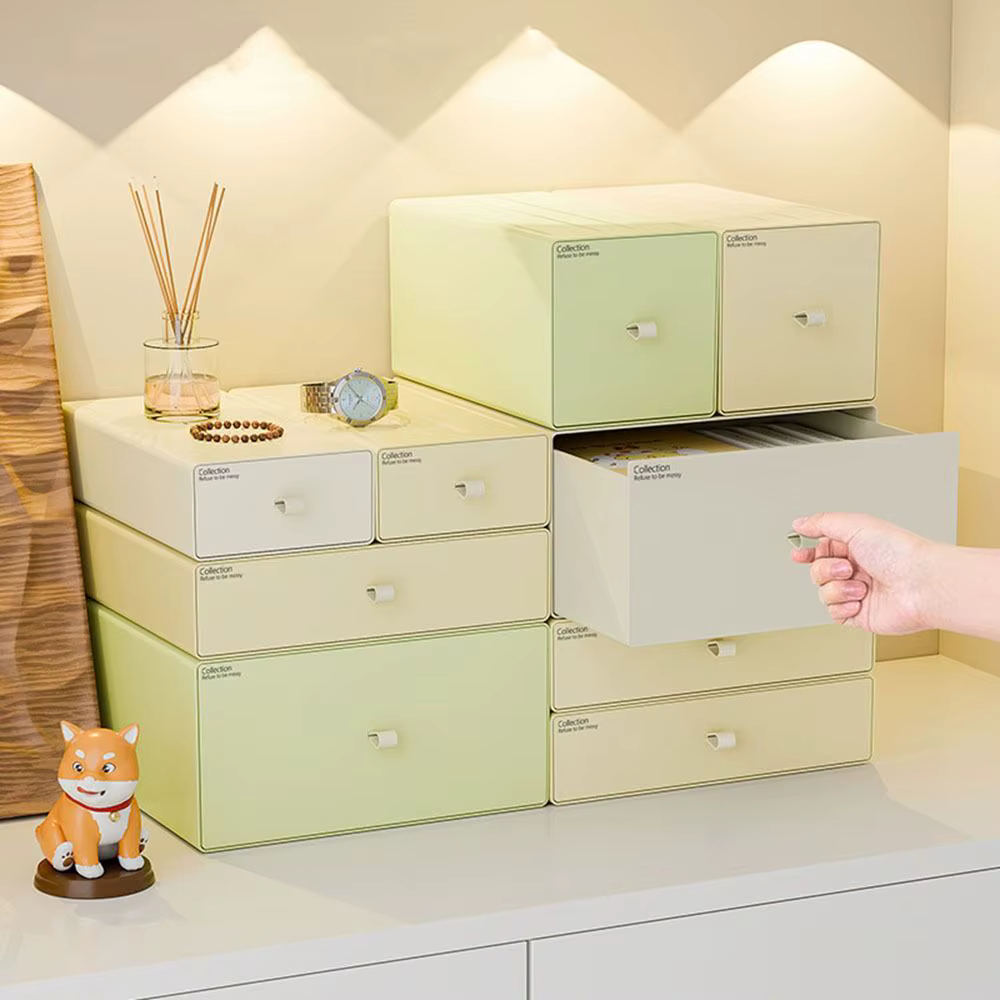 Boîte de rangement à tiroir en plastique