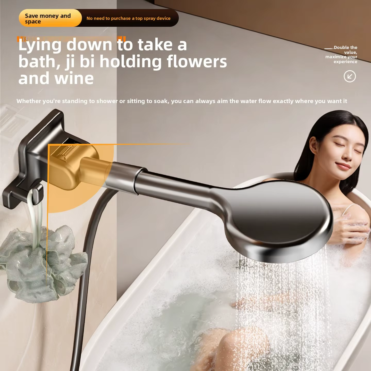 Support de pommeau de douche sans perçage