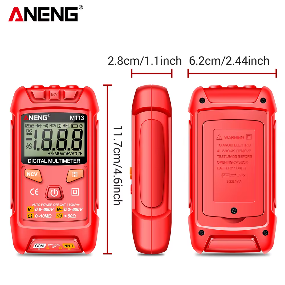 ANENG M113 multimètre Intelligent 1999 compte numérique AC/DC compteur de tension Ohm NCV mesure Mini Instruments outil de Test d'électricité