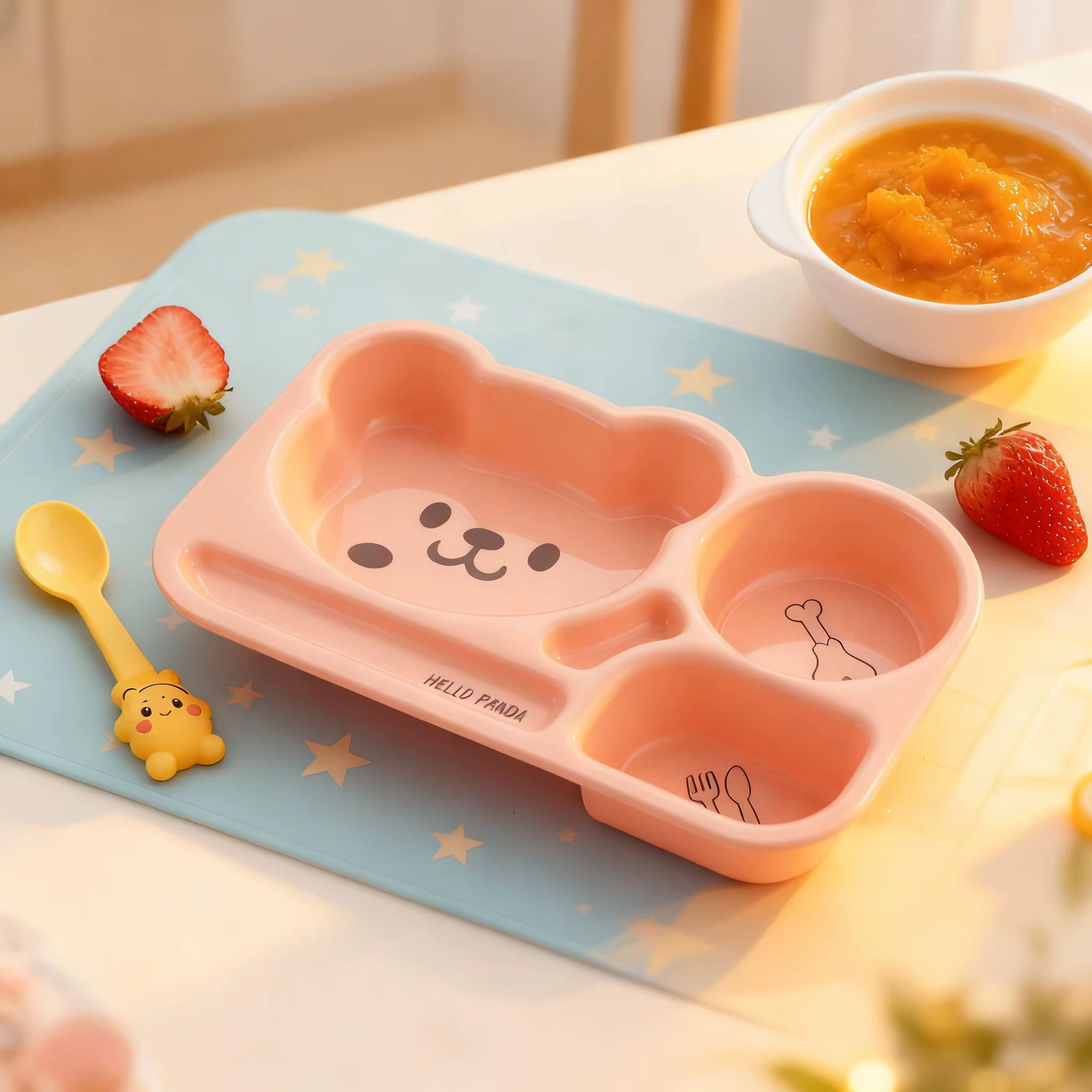 Assiette à dîner en plastique à compartiments, grande capacité, pour enfants, assiette à fruits et salades, assiette à petit-déjeuner réutilisable, compatible micro-ondes