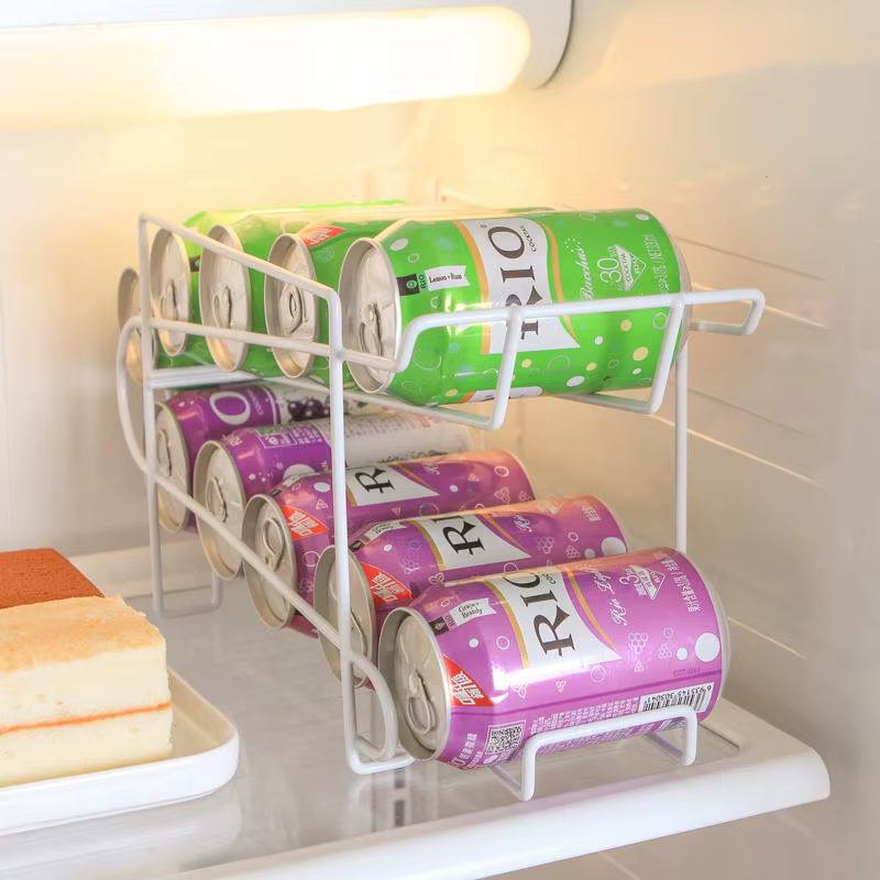Support de stockage de Cola à Double couche en fer, étagère roulante pour canettes de Soda de cuisine, support de tri et de stockage de bière et de Cola, support de canettes de Soda de bureau