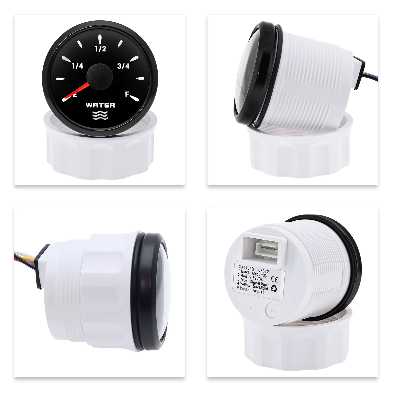 Jauge de niveau d'eau marine pour bateau 52 mm avec rétroéclairage 7 couleurs, jauge de carburant à aiguille + capteur de niveau de carburant numérique 100 mm-500 mm pour voiture