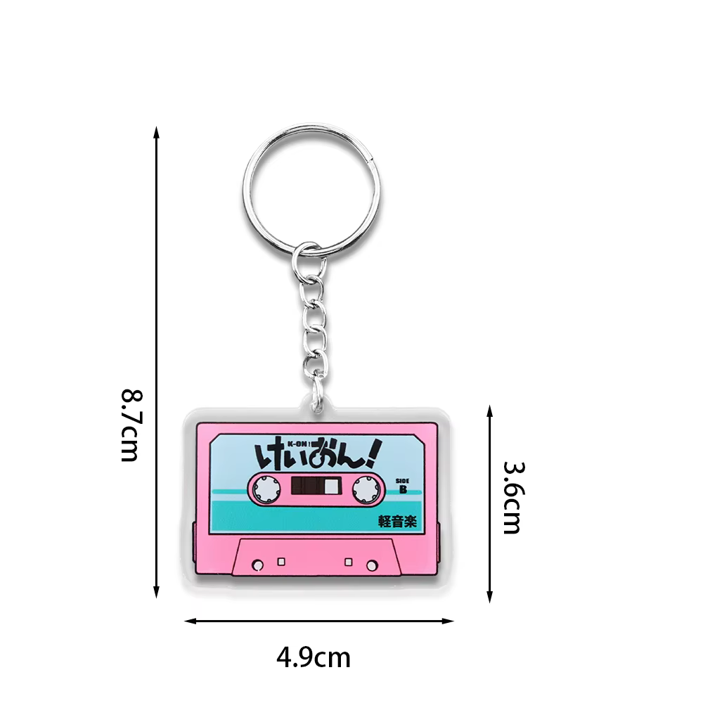 K-On! Porte-clés en acrylique avec bande de Cassette rose