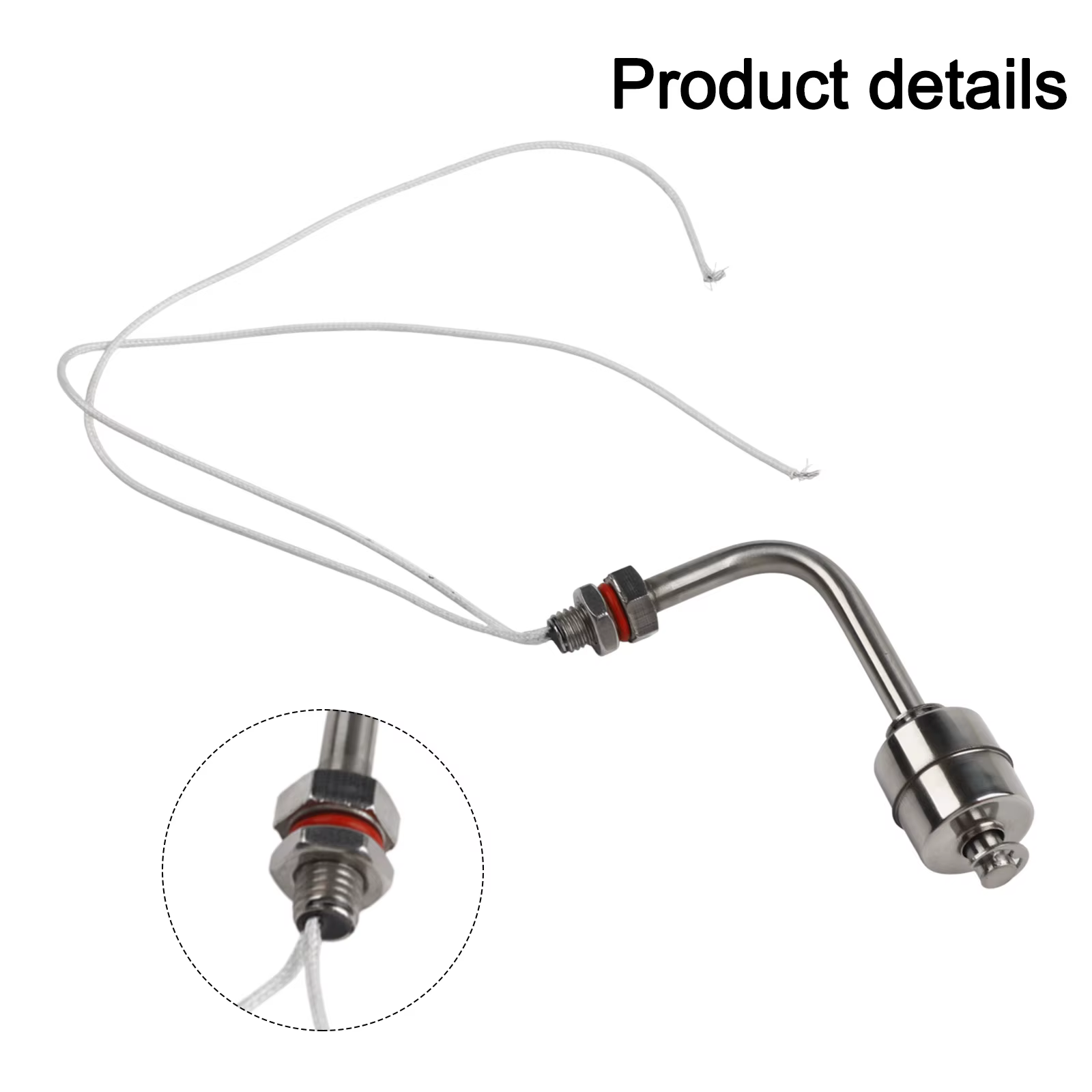 1pc 75/100/150/200/250mm interrupteur à flotteur en acier inoxydable réservoir capteur de niveau d'eau à Angle droit