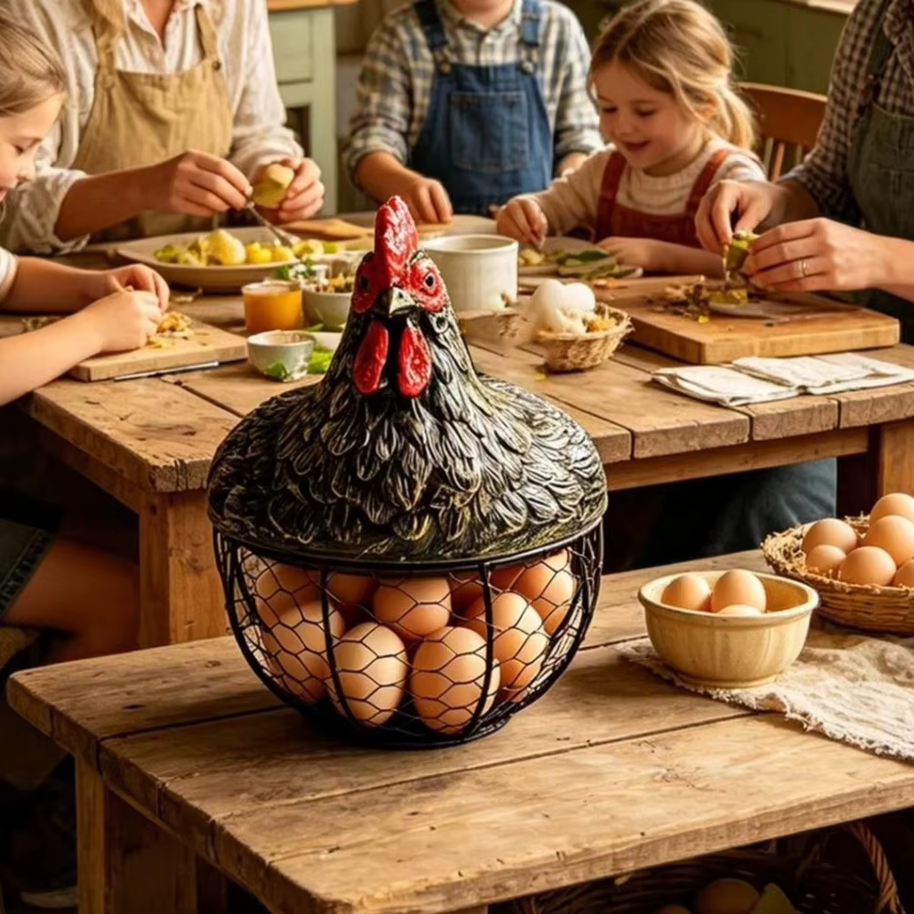 Panier à œufs décoratif en forme de poulet