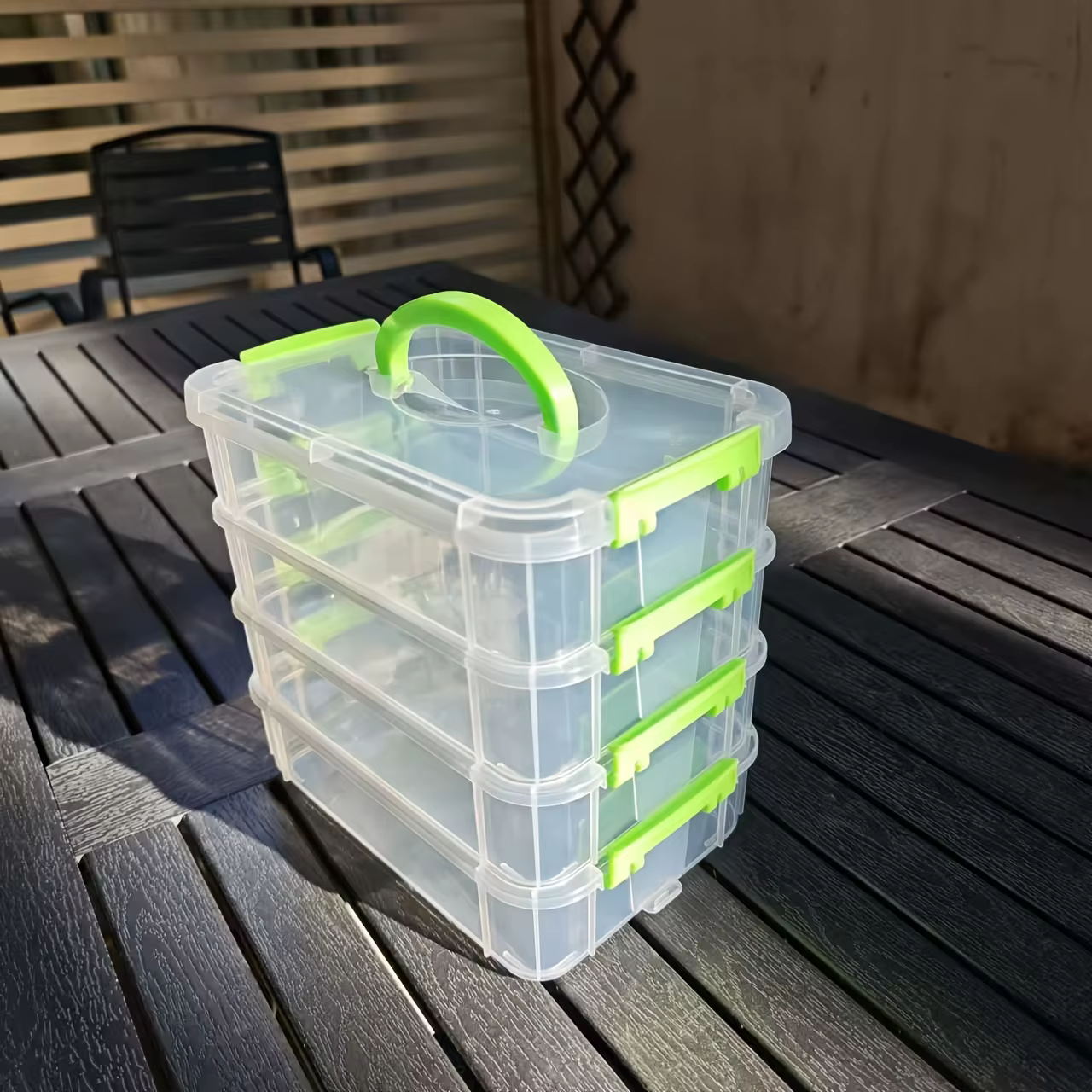 Couvercles de boîte de rangement en plastique transparent empilables à 4 couches, boîtes de rangement à tiroirs séparés