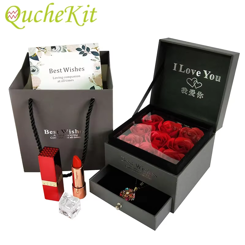 Boîte-cadeau de bijoux avec fleur de Regina