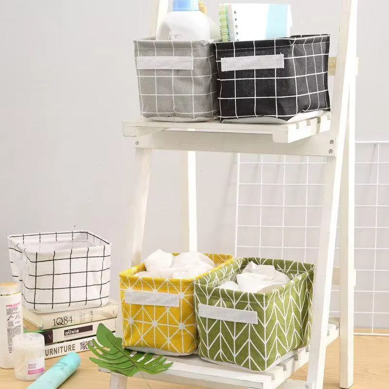 Panier de rangement en tissu avec poignée