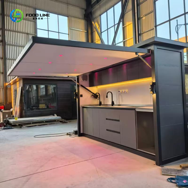Cuisine extérieure 3,6 m en stock, vente immédiate, sans équipement de cuisson intégré, idéale pour les fêtes dans la cour et le rangement