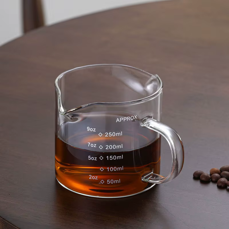 Tasse à mesurer en verre avec poignée, tasse à lait expresso, tasse de cuisine avec échelle, récipient précis pour la cuisson, 75/150/250ml