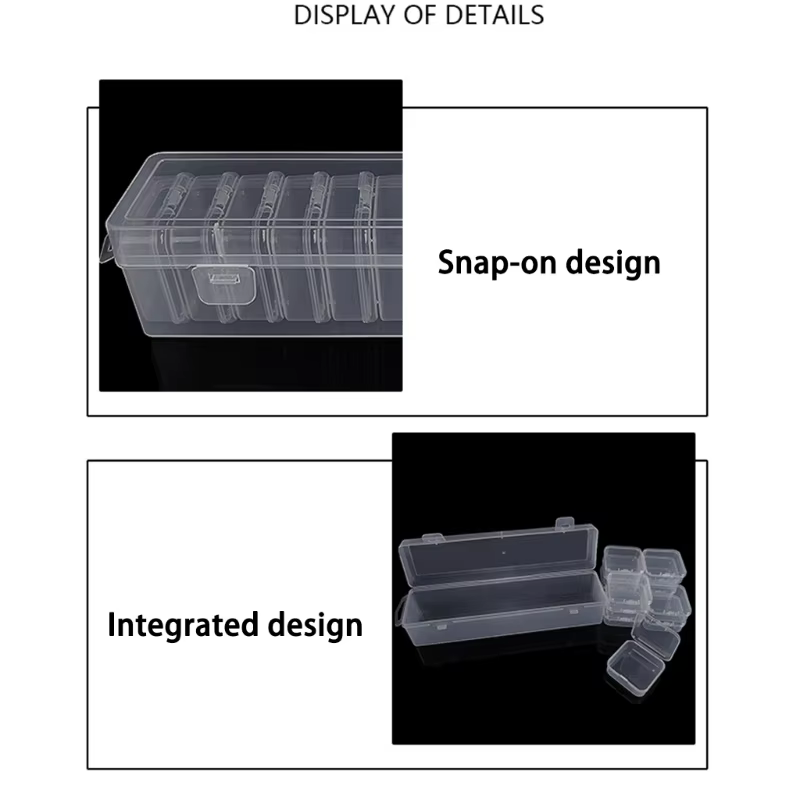 Conteneur stockage en plastique empilable modulaire, 12 Sections personnalisables, couvercle transparent pour fournitures