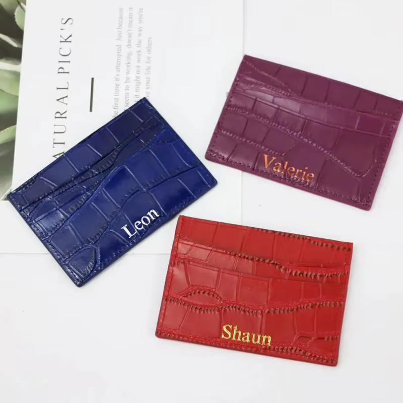 Lettres personnalisées gratuites en cuir véritable motif Crocodile porte-carte hommes femmes étui pour cartes de crédit porte-carte d'identité portefeuille sac à main pochette