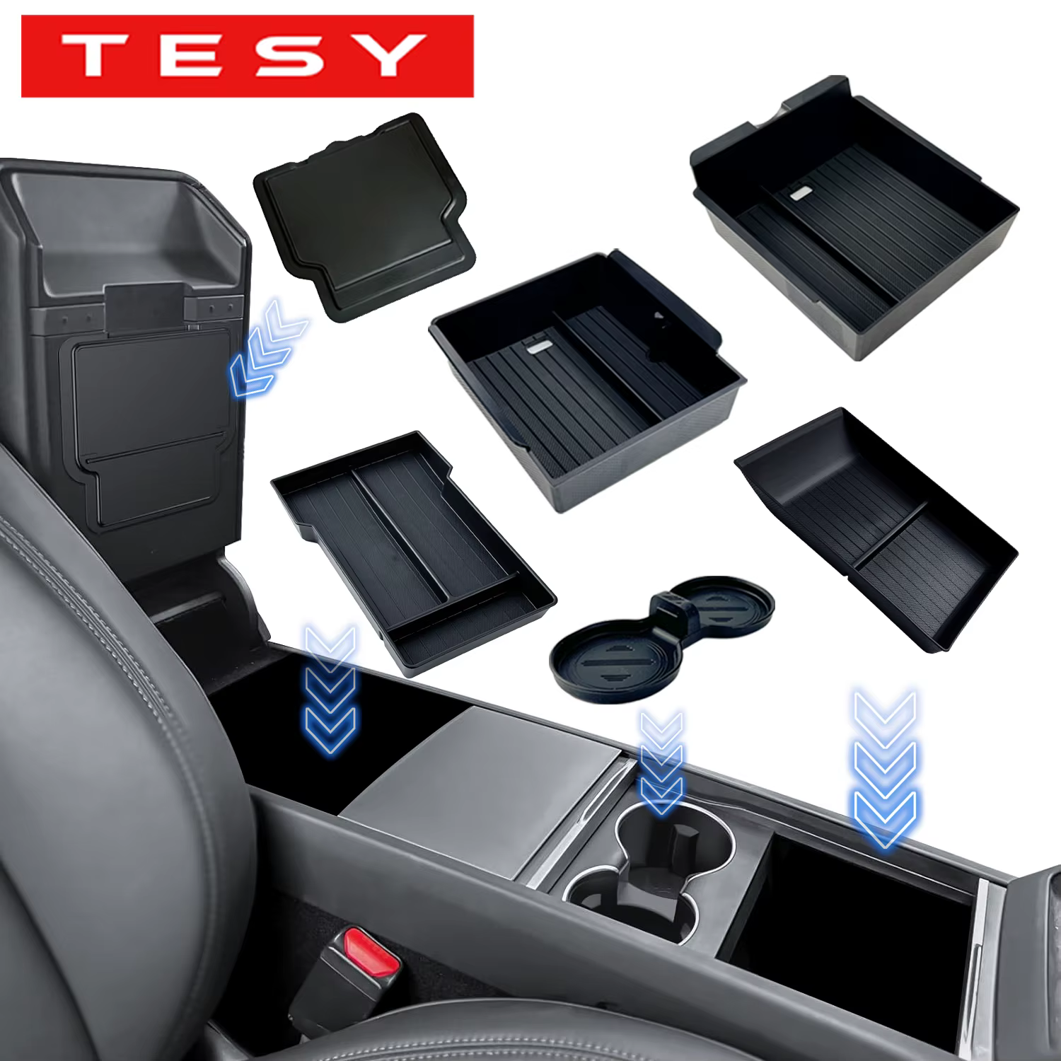 Boîte de rangement pour console et accoudoir TESY pour Tesla New Model Y Juniper Launch