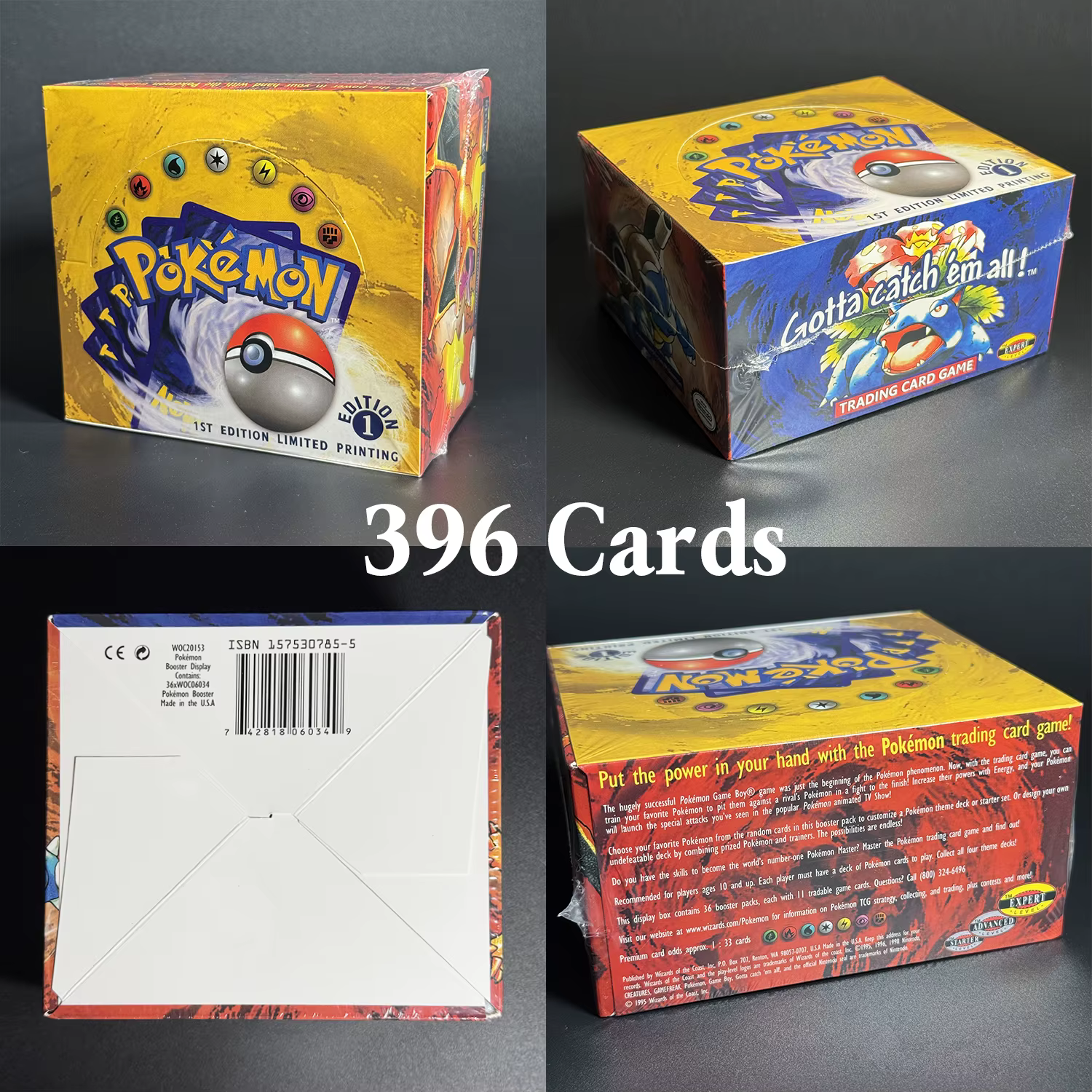 PTCG cartes proxy Booster 36 paquets/boîte ensemble de Base cartes Pokemon TCG carte à collectionner faite maison 1ST édition ensemble de Base jouet cadeaux PTCG
