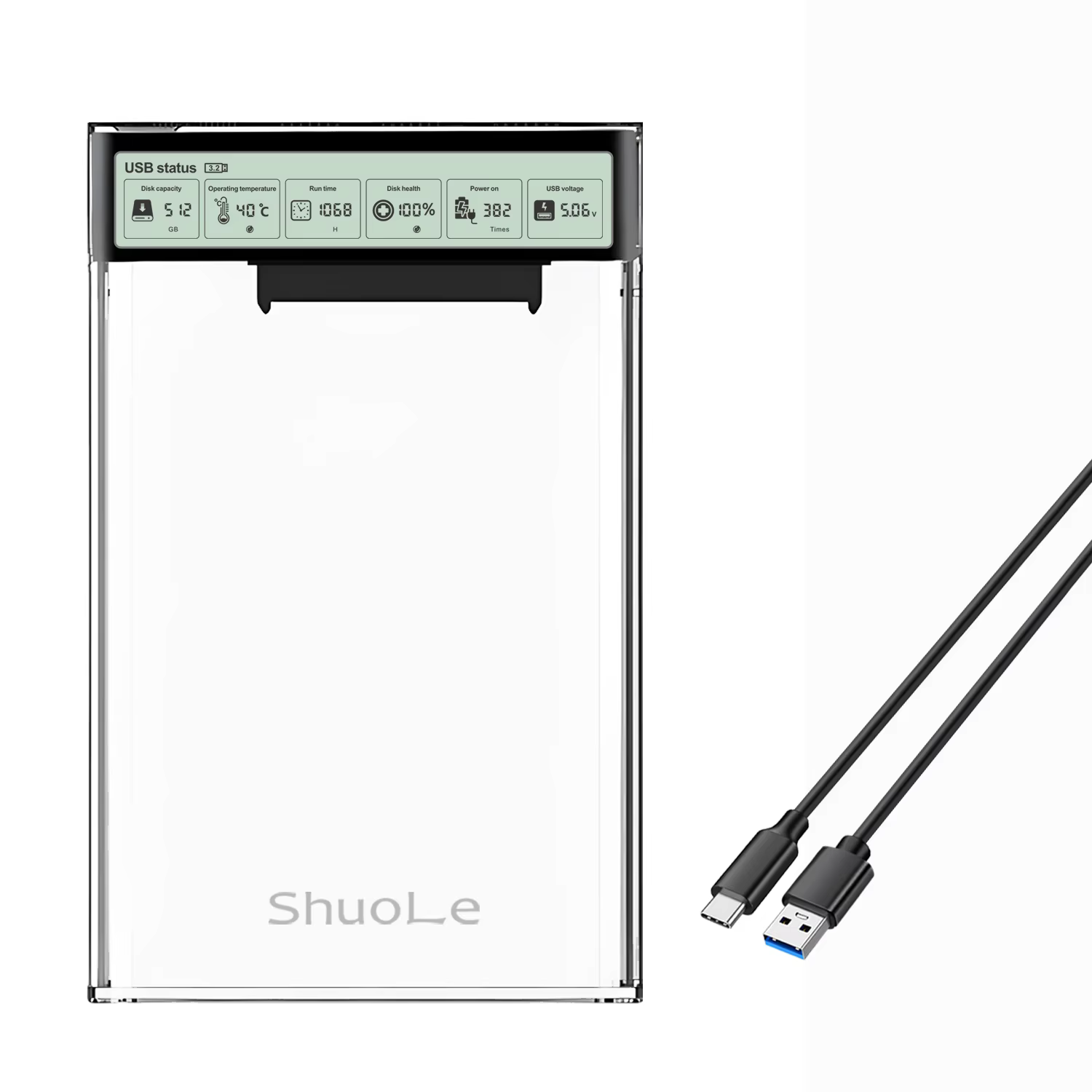 Boîtier de disque dur 2.5 SSD SATA vers USB 3.2 avec adaptateur 5Gbps