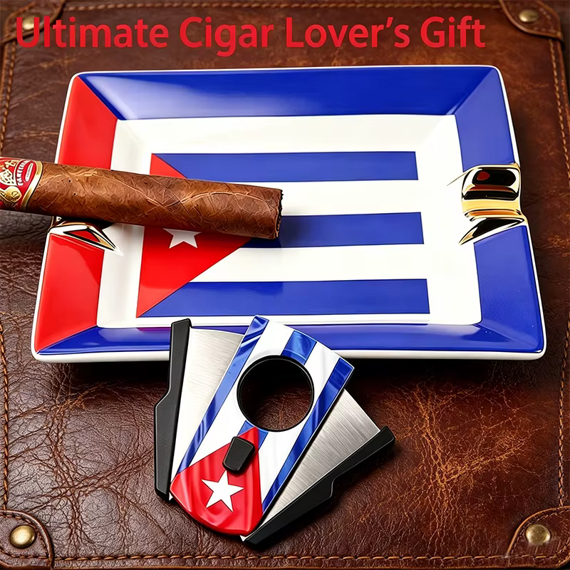 Ensemble de cigares avec drapeau cubain