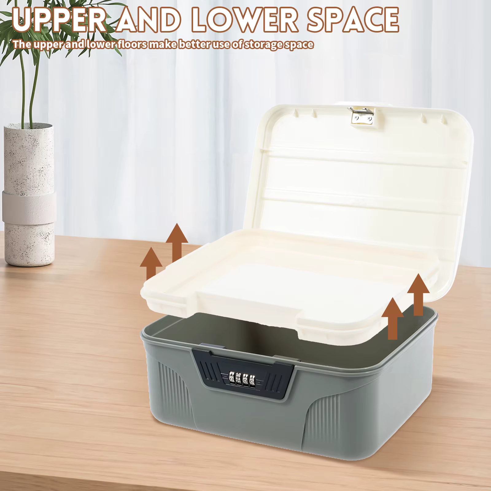 Boîte de rangement portable en plastique verrouillable avec serrure à code numérique, coffre-fort pour argent liquide et bijoux, boîte de sécurité pour la maison