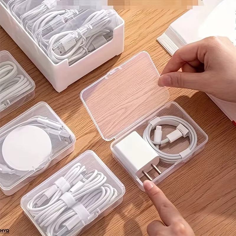 1 ensemble de boîtes de rangement pour câbles de données avec 7 petites